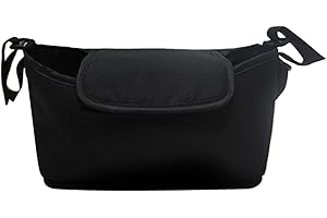 Legou Baby Kinderwagen Tasche Universal Veranstalter aufsteckbare Wickeltasche Schwarz mit freiem Schultergurt 30x17x12cm