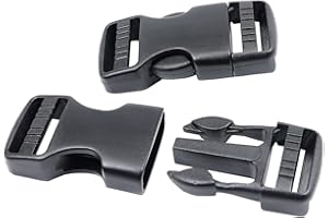 BAIWOAK Fibbie a rilascio laterale 15mm/20mm/25mm/32mm/38mm/50mm Heavy Duty Plastica Fibbia Clip a scatto Doppia Regolabile Zaino Fibbia di Ricambio No Cucito Nero