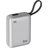 Bix PB120 20000mAh PD 65W Cep Boyu Kompakt Tasarımlı Dijital G&ouml;stergeli Powerbank Taşınabilir S&uuml;per Hızlı Şarj Cihazı (G&uuml;m&uuml;ş)