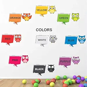 StickMe Colours - Names - Cute - Birds - Baby - Kids - Learning - Education - Nursery - Pre School - Kinder Garden Creative - Colorful - Wall Sticker -SM702 (Multi Colour, Vinyl - 115cm X 85 cm )