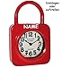 Produktbild 2 in 1: Wanduhr / Standuhr -  Vorhängeschloss - ROT  - incl. Name - aus Metall / 30 cm groß - schleichendes Uhrwerk ! - Uhr - Analog - Tischuhr - Retro & No..