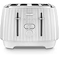 De'Longhi Ballerina Toaster, 4 Slot Toaster, Reheat, 5 Browning Settings, Defrost and Cancel Functions, Pull Crumb Tray, CTD4003.W, 1800W, UK PLUG, White
