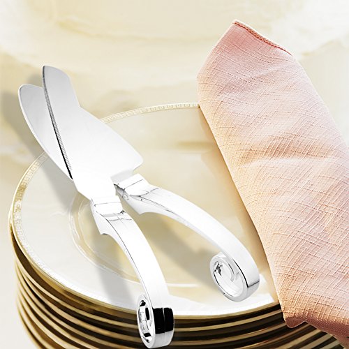 raypard Edelstahl Messer und Server Set mit Fashion Griffe für Hochzeiten, Geburtstage, Kuchen, mit 4 Kuchengabeln - 3
