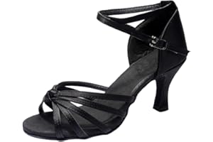 PLAFOPE Ballroom Dance Shoes Women 1 Pair Dancing Shoes High Heel High Heel Shoes Open-Toed High Heels Satin High Heels Black Indoor Yoga Shoes High Heels Latin Dancing Shoes