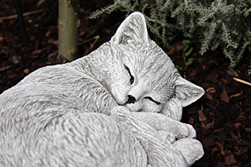 Steinfigur Katze schlafend, eingerollt, frostfest bis -30°C, massiver Steinguss - 2