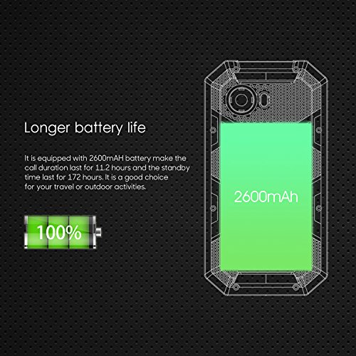 Rugged Smartphone, Kenxinda W6 Android 5.0 IP68 impermeabile/antipolvere/antiurto Dual SIM senza contratto Telefonia Mobile, Fotocamera da 5MP, 1GB di RAM, 2600mAh di Batteriaï¼ˆGelbï¼‰[Italia]