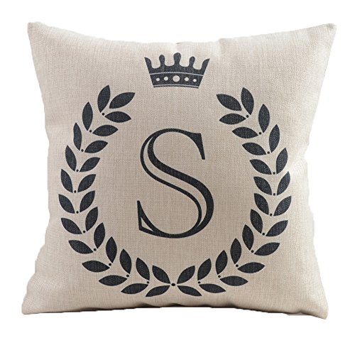 HYSENM Serie di Alfabeto 26 Lettere 45x45cm Cotone Lino Casa Divano Sedia Auto Letto Décor Gettare Cuscino Caso Federa, S