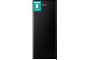Hisense RR220D4BBE 52cm Freestanding Retro Fridge - 165-litre capacity with 4 star Ice box - Auto Defrost - Wine Rack - Black- E Rated, H128 x W51.9 x D51.3