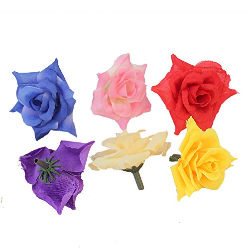 24/Set Kunst Rose Kopf Kunstblume Künstliche Rosenkopf bunt Blüte Tischdeko - 4