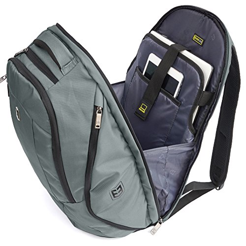 Laptop Rucksack 17,3″, Evecase Wasserabweisend Daypack mit Laptopfach 17.3 Zoll/ Akteneinteilung / Tabletfach/ Viele Zubehörfächer / Versteckbar Getränketasche – Grau - 4