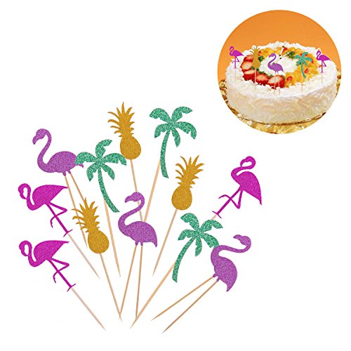 OUNONA 12 Stück Hawaii Cake Toppers Flamingo Ananas Deko Picker
