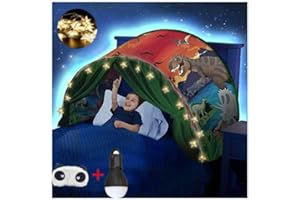 FLAYOR Dream Tents Tente De Lit Enfant,Tente Tunnel Enfants,Tente Enfant Pliable Pop Up,Tente De Lit avec LED, Tente De Jeu avec Lumiere,Cadeau d'anniversaire De Noël (Dinosaures)