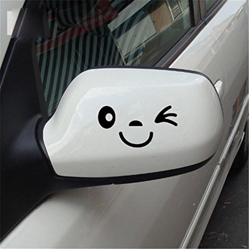 2 Stück Lächeln Gesicht Design 3D Aufkleber Dekoration Aufkleber für Auto Seitenspiegel Autorearview Schwarz - 2