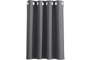 PONY DANCE Gray Blackout Thermal Insulated Curtain for Bedroom, 34 x 63 Inch Eyelet Black Out Curtain & Drape for Kitchen, Living Room Window, 1 Panel, Grey