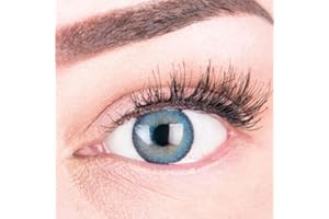 GLAMLENS Lenti a contatto colorate Blue azzurre mensili con porta lenti a contatto -blu naturali in silicone idrogel - 1 coppia (2 pezzi) - DIA 14.0 - senza correzione 0.00 diottrie lente a contatto