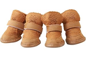 SAMHENG Dog Boots Paw Protector, Set of 4 Waterproof Dog Shoes with Reflective Straps, Dog Walking Boots for Rainy Winter Snowy Day, Anti-Slip Sole Outdoor Dog Shoes for Small Medium Dogs Autumn Winter