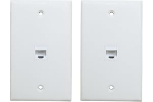 1 Port Ethernet Wall Plate - ESYLink Cat6 RJ45 Wall Plate Female to Female in White(2-Pack)