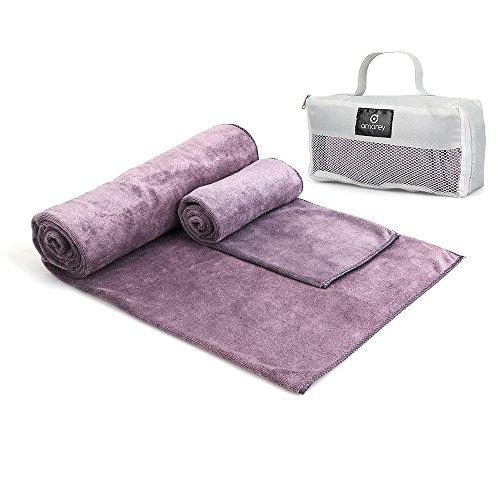 Preisvergleich Produktbild Mikrofaser Handtücher - Mikrofaser Handtuch + Badetuch Set Frottier Reisenhandtuch Badetuch Duschtuch Saunatuch Sporthandtuch Strandtuch Schnelltrocknend Saugfähig Kompakt mit Tragetasche für Sport Schwimmen Fitness Camping