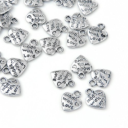 Book's Cover ofFACILLA 50 BRELOQUES PENDENTIFS COEUR Made With Love ARGENT 9MM