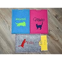Heimtierausweis Hülle aus Filz - individuell bestickt - Hundeausweis - Tierausweis - Schutzhülle - Impfpass - Katzenausweis