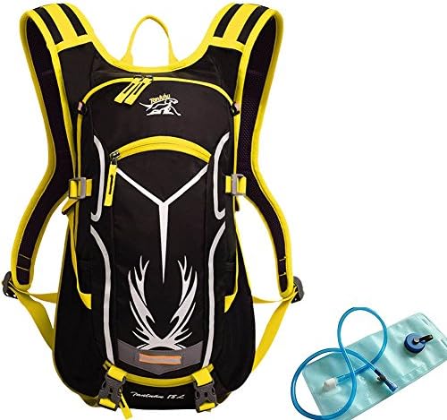 Besporter Cycling Backpack 18L Water-Resistant Breathable Bicycle Shoulder Backpack Outdoor Sports Mountaineering Hydration Pack + 2L Water Bladder For Men or Women(Yellow)