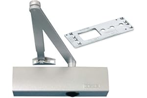 ALIRANTA Geze TS 2000 V BC Ferme-porte argenté pour portes à un vantail jusqu'à 1250 mm de largeur de vantail avec barre et plaque de montage / Set 3 en 1