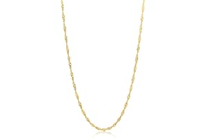 MIORE Łańcuszek damski Singapur naszyjnik żółte złoto 14-karatowe / złoto próby 585, długość 45 cm biżuteria, Złoto, Perła