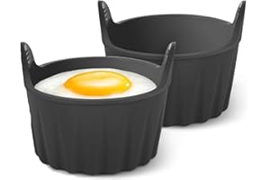 SUJIBHI Air Fryer Egg Poacher Food Grade Air Fryer Egg Poacher Silicone Egg Mould Ramekins for Air Fryer Microwave Oven Poached Eggs and Muffin Cake (2 PCS)