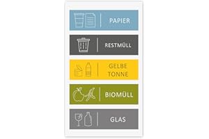 ‎YOUNIKAT younikat 5 Mülleimer-Aufkleber zur Mülltrennung I Abfall Recycling I Sticker-Set Streifen I you0027