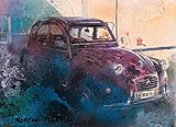  Klassischen Auto Citroën 2CV Original Handmade Malerei