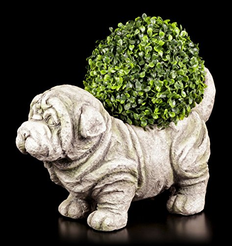 Gartenfigur Hund als Pflanztopf - Figur Garten Deko Stein-Optik