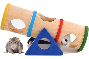 TeTupGa Wooden Hamster Tunnel Tube, Bridge Ladder Tunnel Exercise Seesaw Small Animal House Exercise Toy Playground for Dwarf Rat Hamster