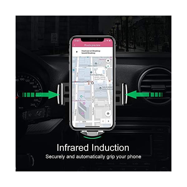 steanum Wireless Charger Auto, Qi Ladestation Auto Infrarot Induction KFZ handyhalter Auto mit ladefunktion für iPhone 11 Pro Max/Xs Max/XR/X/8 8Plus, Galaxy S10/9/8/7/6, Note 5/8/9, Schwarz – Bild 3