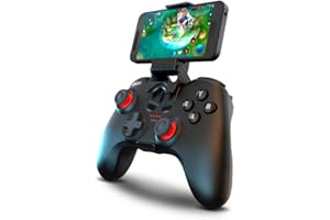 KROM KENZO – Gamepad wireless da competizione con supporto per smartphone, 15 pulsanti programmabili, Bluetooth 5.0 e cavo USB-C, compatibile con PC, PS3, PS4, Nintendo Switch, Android e iOS– Nero