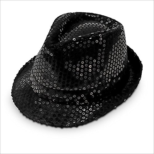 Preisvergleich Produktbild Hut mit Pailetten Glitzerhut Trilbyhut Partyhut schwarz