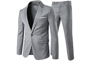 Allthemen Mens Suits 2 Piece Slim Fit Wedding Dress Suit One Button Business Suit Blazer Jackets Trousers
