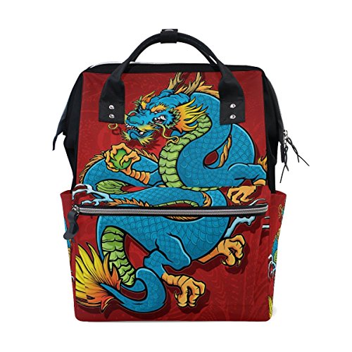Preisvergleich Produktbild bennigiry Japanische Dragon Wickeltasche Rucksack groß Kapazität Reise Back Pack Wickeltaschen Organizer Multifunktions-Baby Staubbeutel für Mama