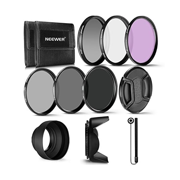 Neewer - Filtro de Lente UV CPL FLD Profesional de 55 mm y Filtro de Densidad Neutra ND (ND2, ND4, ND8) para Sony A37…