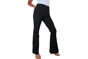 Paulo Due Women's Flared Denim Jeans Ladies High Waisted Bell Bottom Bootcut Frayed Hem Jeans 10-22