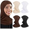 PAROPKAR 4 Pieces Modal Hijab Cap Adjustable Stretchy Turban Full Neck Cover Shawl Cap Full Neck Coverage for Lady