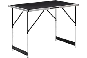 ‎WOLTU Woltu® składany stół ogrodowy, nadaje się jako stół roboczy, kempingowy, na balkon, z regulacją wysokości, aluminiowy, stal, płyta MDF, czarny