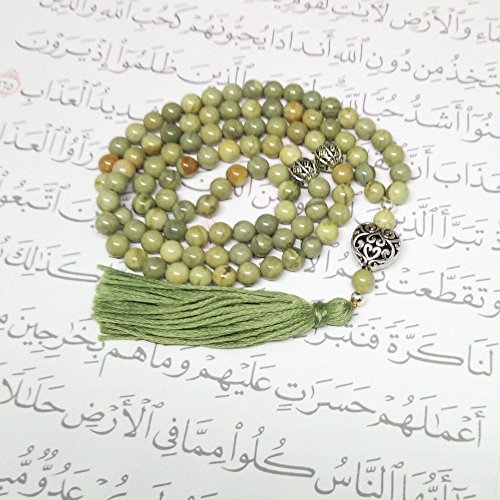 Silver Leaf Jasper Islamic prayer beads / tasbih, 99 x 6mm beads, 24 inch circumference, OOAK