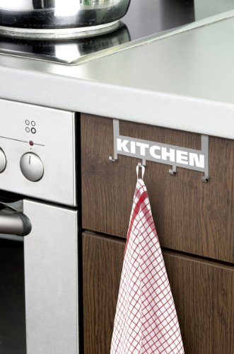 WENKO 4368080100 Küchen- und Türhaken Kitchen – zum Einhängen an der Tür, Edelstahl rostfrei, 25.5 x 4.5 x 11 cm, Matt - 2