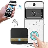 Intelligente Vidéo Sonnette caméra HD Visiophone interphone audio bidirectionnel sans fil WiFi IR vision nocturne Sécurité PIR détection mouvement 156° caméras angle/Avec batterie au lithium 3200mAh