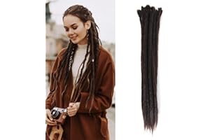 Dsoar Extensiones Dreadlock 12 Hebras, Rastas Sintéticas de 20 Pulgadas para Hombres/Mujeres, Extensiones de Cabello Hippie Hechas a Mano Completas