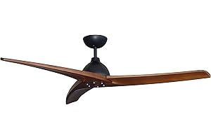 ‎PEPEO Pepeo – Lypsi Deckenventilator mit Fernbedienung | Sehr leiser Deckenventilator mit Rückwärtslauf und Timerfunktion. Ventilator Durchmesser 142 cm. Farbe: Schwarz/Holz dunkel