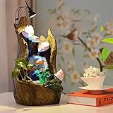 FUENTE DE TABLAS DECORATIVAS: Muestre la fuente de relajación Silver Springs en exhibición para brindar una sensación de calma y zen a cualquier habitación. Es del tamaño adecuado para agregar un acento decorativo a cualquier escritorio de mesa, lavabo y tocador o escritorio de oficina. Cuenta con una cascada de 2 niveles, piedras naturales y una cuenca grande. Los niveles crean varias corrientes de agua que crean un suave y relajante sonido de agua. El flujo de agua replica las vistas y los son