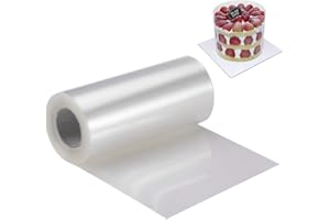 BYKITCHEN Tortenrandfolie, 10 cm x 10 m, Acetat Foile 10cm * 10m, Azetatfolie Torte, Transparent Tortenfolie Rolle für Tortendekorationen Mousse Schokolade Kuchen