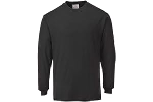 Portwest Flammhemmendes antistatisches Langarm T-Shirt, Größe: M, Farbe: Schwarz, FR11BKRM