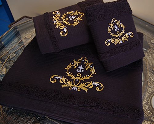 5 * Hotel Edition Bad Handtücher – ref. Royal – 3 schwarz Set – Badetuch, Handtuch, Gästetuch